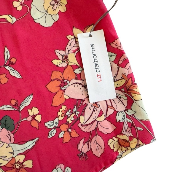 Liz Claiborne Floral Sleeveless Blouse Spring Easter NEW NWT pink Easter L #908 - Picture 2 of 10